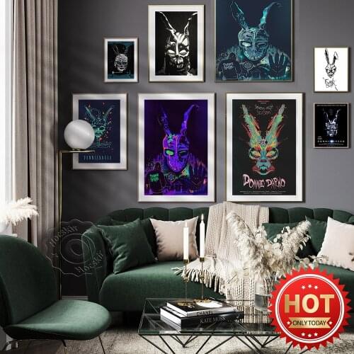 Horror Movie Donnie Darko Art Prints, Frank Horror Wall Picture, Haunted House Pub Club Decor Wall Stickers, Vintage Art Poster