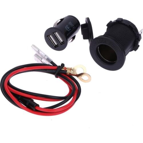 Waterproof Car Cigarette Lighter Socket Adapter 12V Power Outlet 3.1A Dual USB Charger Wire for Auto Motorcycle Accessories