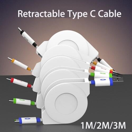 2/3M USB Type C Retractable Cable For Samsung Galaxy S10 S8 Note 10 Plus A50 redmi note 8 7 k20 pro A3 A2 Phone Charger CABLE