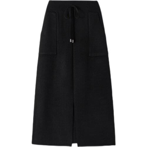 4Xl Black Knitted Female Plus Large Size Oversized WomenS Skirts Clothes 2021 Spring Autumn Winter Vintage High-Waisted A6605