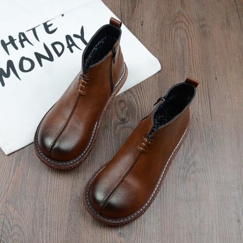 Mori literary retro womens boots Japanese high-top big head doll shoes classic simple short boots muffin thick-soled bare boot