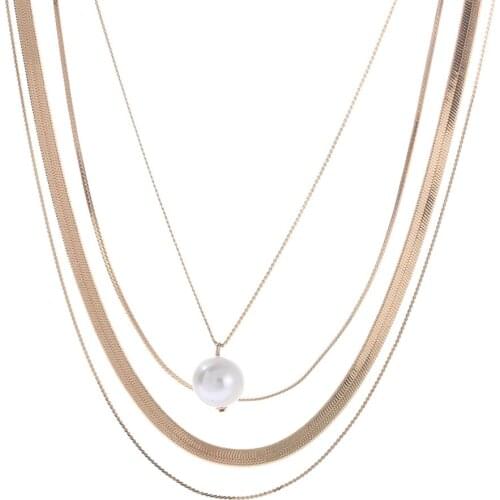 Gold Color Multi Long Sweater Chains Necklace Women Pearl Beads Necklace mujer Statement Jewelry Wedding Party Gifts 2019