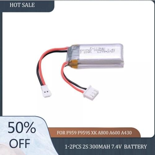 BIG PROMOTION 1-2pcs WLtoys RC Airplane Battery 7.4V 300mAh Battery for F959 Aircraft XK A800 Rechargeable Battery