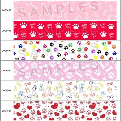 10Yards 25mm/38mm/50mm/75mm Cute Dog Paw Print Cartoon Pattern Grosgrain/Satin Ribbon Gift Packing Wrap 200849 200850
