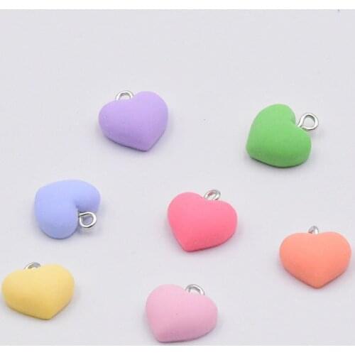 10Pcs 14.7*13.8MM Colorful Resin Cute Love Heart Charm For DIY Making Necklace Earrings Jewelry Accessories