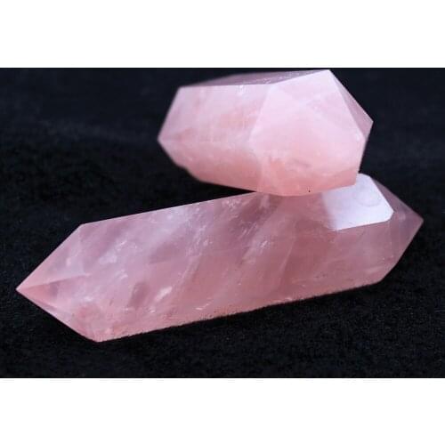 50-60g Natural Rose Quartz Wand Obsidian Hexagonal Double Points Tigereye Prism Point Healing For Christmas Gift Home Decoration