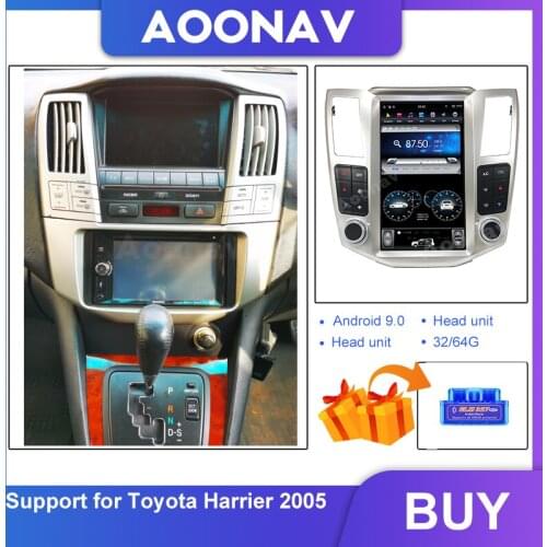 Car HD Tesla style Android 9.0 Video Multimedia Player for Toyota Harrier 2005 GPS Navigation head unit radio stereo player