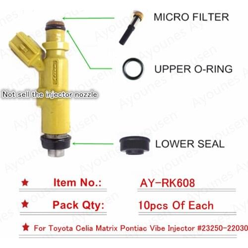Free Shipping 10sets/30pcs For Toyota Celia Matrix Pontiac Vibe Fuel Injector Repair Sevince Kits For Parts 23250-22030