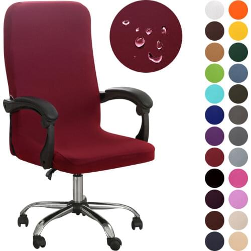 Office Chair Cover Spandex Stretch Solid Color Computer Game Chair Slipcover Waterproof Dustproof Rotatable Armchair Protectors