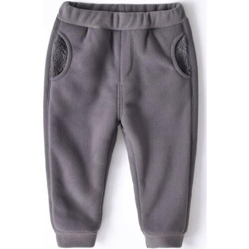 Kids Boys Girls Casual Polar Fleece Solid Pants Trousers for Spring Autumn Winter Unisex Children Sport trousers For 2-14Y