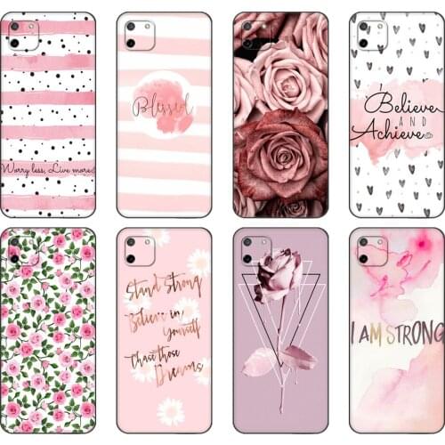 Black tpu Case For OPPO Realme C11 C20 C21 Case Back Cover Bumper cute phink pattern