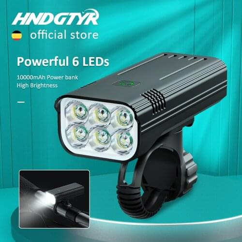 HNDGTYR 10000 mAh Bike Light 10+ Hours USB Rechargeable LED Bicycle Light Super Bright Flashlight for Cycling Front / Rear Light