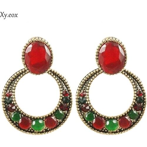 Delicate Fashion Circle Earrings Original Full Rhinestone Resin Ring Earrings