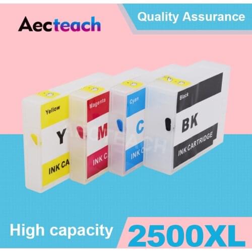 Aecteach 4 Color Empty Ink cartridge for Canon PGI 2500 for Canon MAXIFY IB4050 Ib4150 MB5050 MB5150 MB5350 MB5450 Printer