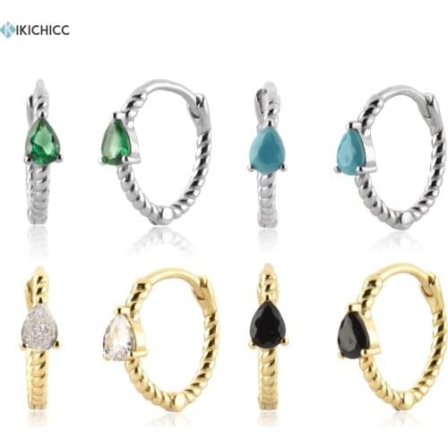 KIKICHICC 925 Sterling Silver 10MM Huggies Zircon Clear Rainbow Green Blue Hoops Turquoise Clips Luxury Jewelry Loops Jewels