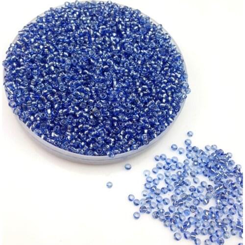Lot 16g 1000pcs 2mm 12/0 Blue Color Silver Lined Round Loose Spacer Beads Cezch Glass Seed Beads Jewelry Making DIY Garment Bead