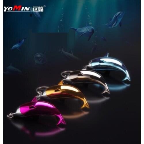 Metal Gas Lighter Craft Dolphin Shape Cigarette Accessories Key Chain Pendant Smoker Toy Inflatable Lighter