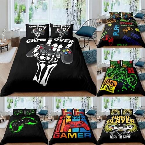 Fashion Gamer Duvet Cover 2/3 Pcs Bedding Sets King Queen Single Size Kids Boys Girls Bed Set Game Quilt Comforter Covers