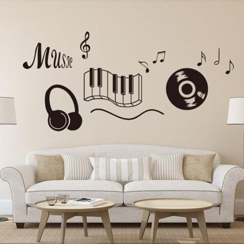 Music Earphone Piano CD Wall Stickers Window Sticker Babyroom Bedroom Living Room Decor Home Decoration Accessories