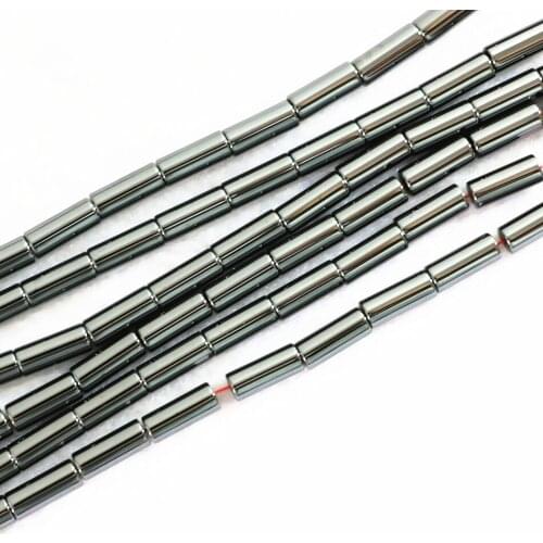 New black hematite stone trendy 4X9mm 6x12mm tube shape loose beads diy jewelry B242