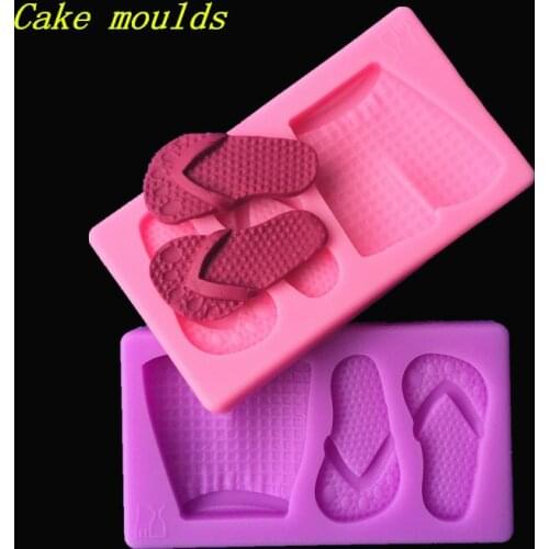 Wholesale Silicone mold K351 Mini Slippers Shorts shape Decoration Clay mold Fondant cake mould Baking mold