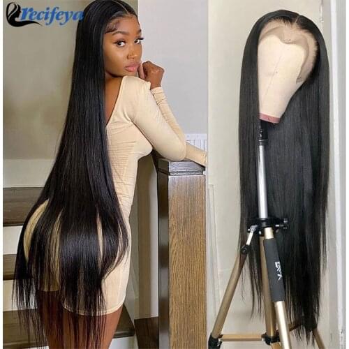 30 Inch 13x4 Straight Lace Front Wig Transparent Lace Front Human Hair Wigs Pre-plucked Peruvian Bone Straight Lace Closure Wig