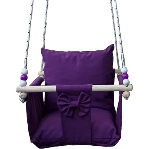 New Generation Unisex Baby Swing Ceiling Hanging Wooden Handmade Baby Child Hammock Linen Fabric Swing Wooden Baby Child Garden