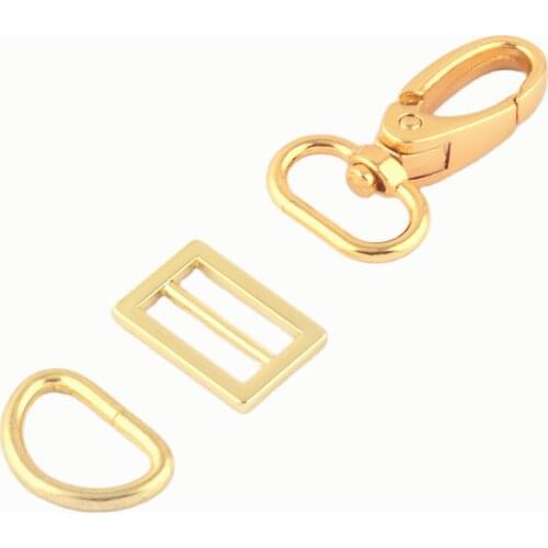 20mm Gold Swivel Claw Clasps Dog Collar Hardware Adjuster Backpack Buckles Webbing Purse Hardware D Ring Belt Strap Slide Buckle