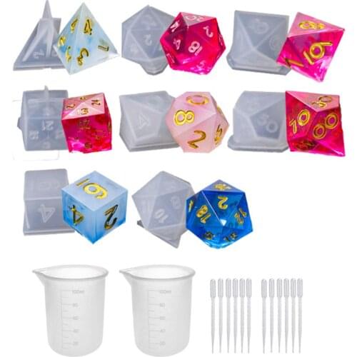 DIY Crystal Epoxy Mold Dice Fillet Shape Multi-spec Digital Game Silicone Mould