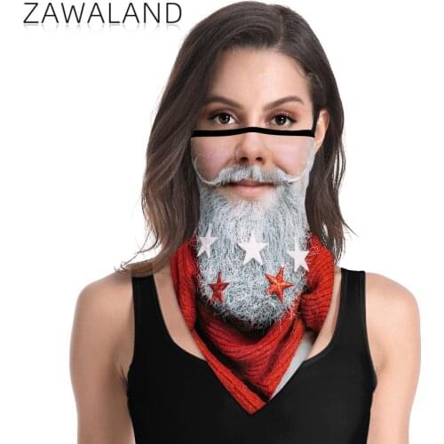 Zawaland Santa Beard Star Print Triangular Scarf Fashion Outdoor Christmas Party Breathable Reusable Neck Scarves Adult Bandana