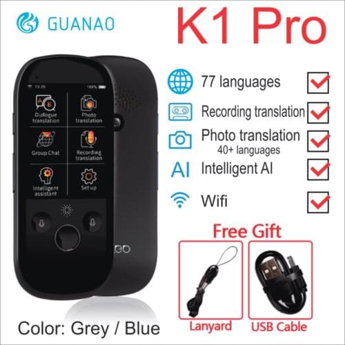Boeleo K1 2.0 Inch global Voice Translator Smart Business Travel AI Translation Machine 45 Languages Translator Russian language