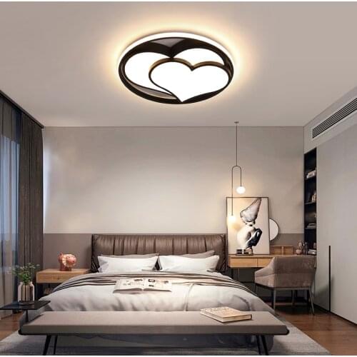 Modern LED Ceiling Lights Round Black Bedroom Lamps for Children Study Room Dining Room Remote Control Surface Mount Lights