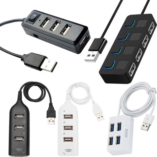 USB Hub 5Mbps High Speed Hub Adapter USB 2.0 Adapter Expander 4 Port Computer Splitter Multi-functional Computer Peripherals