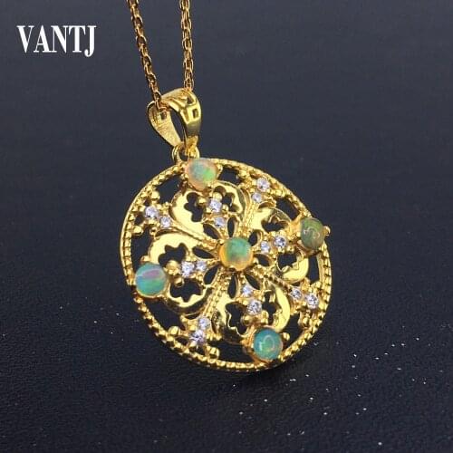 VANTJ Real Natural Ethiopian Opal Earring Sterling 925 Silver Vintage Design for Women Lady Party Wedding Gift whit Box