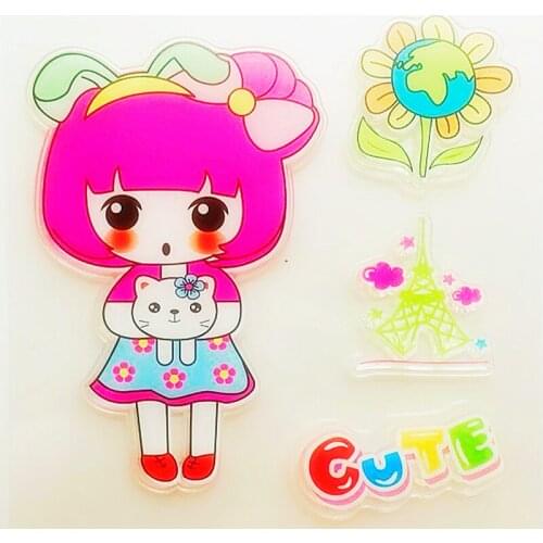 YLCS220 Girl Silicone Clear Stamps For Scrapbook DIY Album Paper Cards Decoration Embossing Folder Craft Rubber Stamp 10*10cm