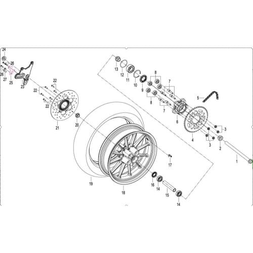 Rear wheel rear tire rear brake disk plate page Of Benelli BJ500 Leoncino 500