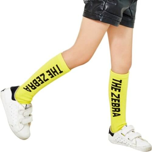 The Zebra Girls Boys Knee High Socks for Kids Children Fashion Long Cotton Socks Baby Toddler Letters Style 3-12 Years