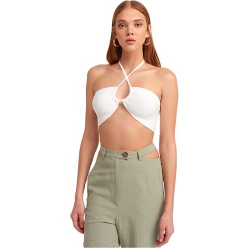 Womens Halterneck Bra Sexy Bandage Halter Crop Tops for Women Sleeveless Backless Club Party Chic Wrap Cropped Top Slim Streetw