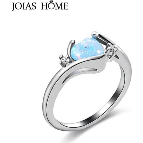 JoiasHome Charms Silver 925 Rings for Women Jewelry Trendy Heart shaped Gemstones Opal Female Party Ring Dating Gift Wholesale