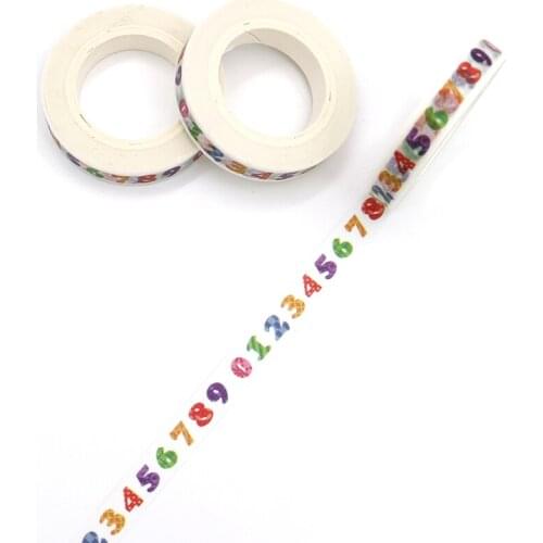 10m*8mm Creative Colorful Digital Washi Tape High Sticky Masking Tape Office Supply Hand Tear Adhesive Paper Tape DIY Book Diary