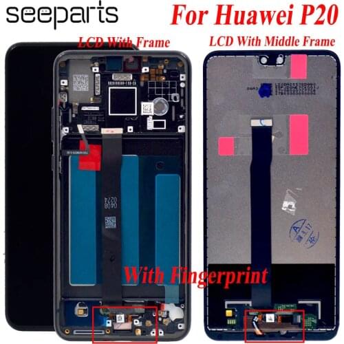 100% Test For Huawei P20 LCD Display Touch Screen Digitizer Assembly With Fingerprint Replacement P20 LCD EML-AL00 LCD