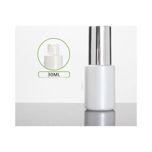 30ml frosted/green/blue/white glass bottle shiny silver lid for serum/lotion/emulsion/foundation/skin care cosmetic packing