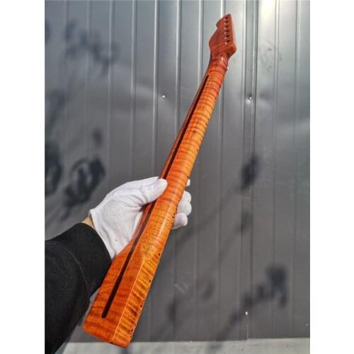 #33New one 21 fret One Good Unfinished electric guitar neck flam tiger maple made and maple fingerboard