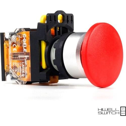 5 PCS Push button switch Mushroom button Latching OR Momentary Waterproof IP65 LA115-B2-11M-R