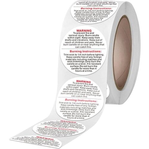 500pcs/roll Candle Warning Label Candle Jar Container Sticker Waterproof Candle Safety Label 1.5inch candle making kit