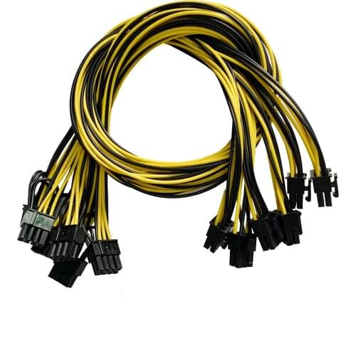 8PCS PCIe 6pin to 8pin(6+2) Male to Male PCI-E Power Cable for GPU Power Supply Breakout Board Adapter for Ethereum Mining