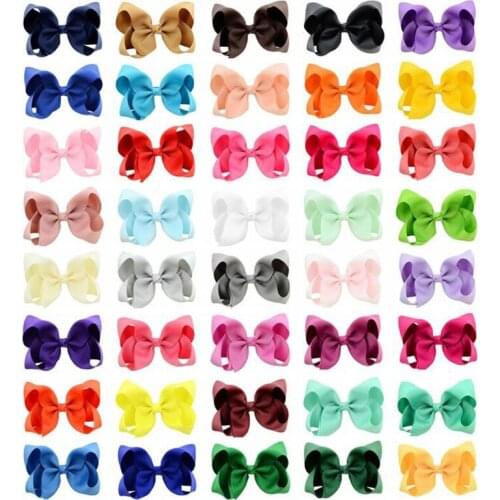 40 pieces/lot) 4 inch Girls Hair Bows 40 Colors Wholesale Kids Ribbon Bowknot Handmade Boutique Girls Hairpins