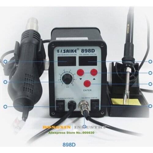 Free shipping saike898d+ soldering station&hot air gun soldering irons 110V/ 220V saike 898d