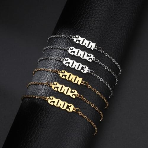 Birth Year 1990 To 2006 Bracelet Stainless Steel Gold Sliver Adjustable Bracelet For Woman Man Accessories Birthday Jewelry Gift