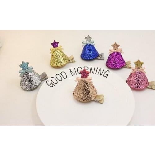 Boutique 12pcs Fashion Cute Glitter Star Party Hat Hairpins Solid Kawaii Bowknot Birthday Cap Hair Clips Headwear Accessories